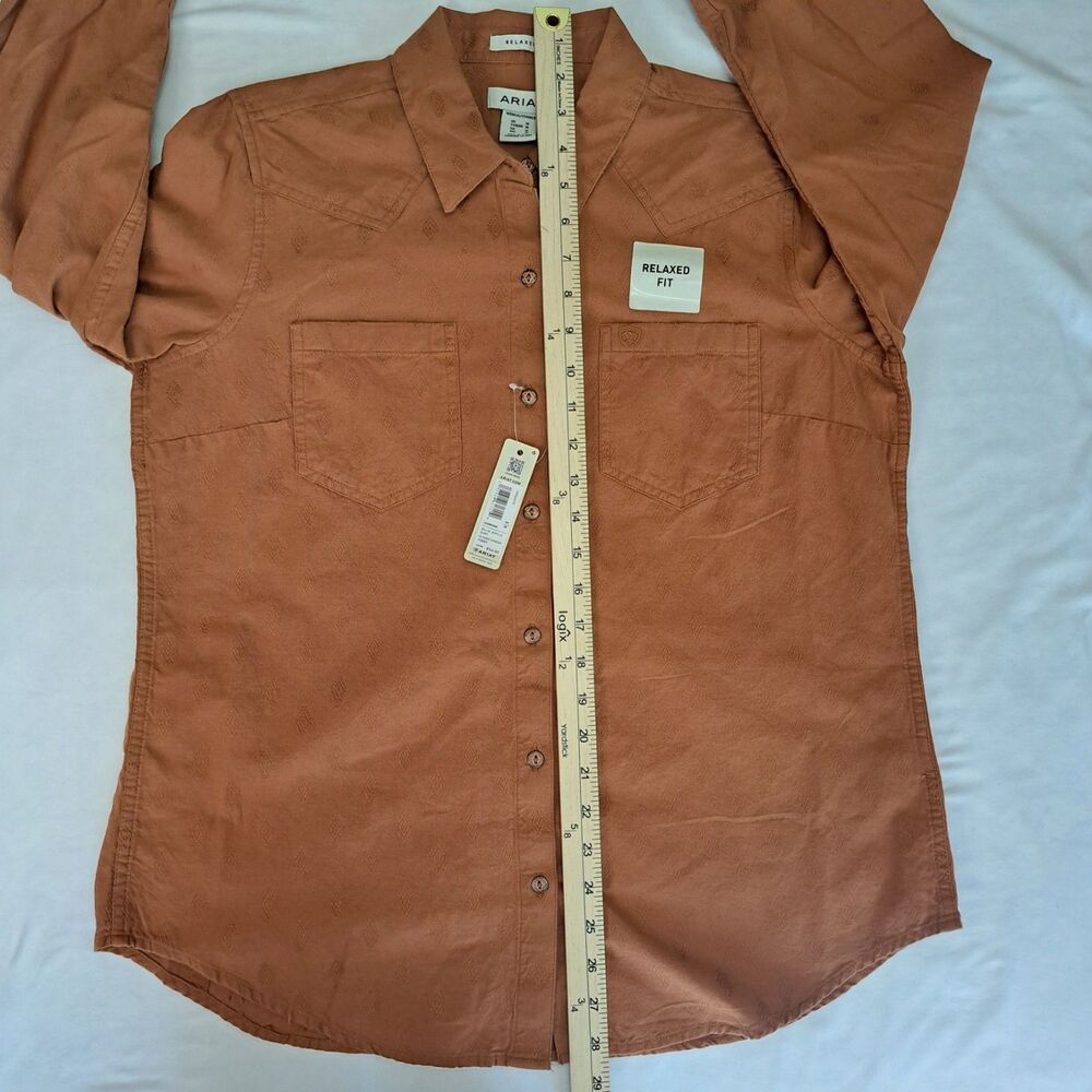 Ariat Billie Jean LS Rust Textured Cotton Button-Up Relaxed Fit Western Rodeo M - Picture 3 of 8